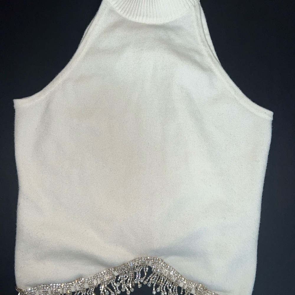 Sparking White Halter Crop Top